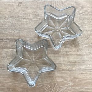 2 Glass Star Shaped Bowls